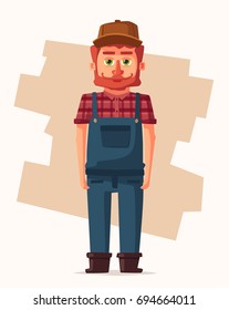Funny farmer. Cartoon vector illustration.