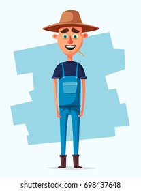 Funny farmer. Cartoon vector illustration.