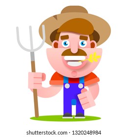 Funny Farmer Character. Isolated vector Illustration