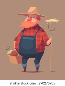 Funny Farmer Character. Isolated Vector Illustration.