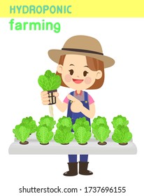 Funny Farmer and Hydroponic Farming Vector