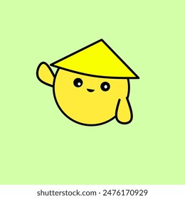 funny farmer icon, yellow cartoon character illustration