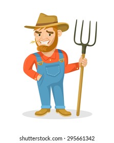 Funny farmer vector flat illustration
