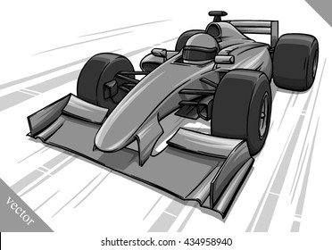 funny fast cartoon formula race car vector illustration art