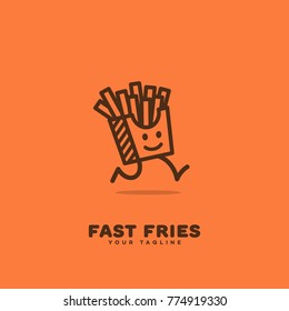 Funny fast fries logo template design. Vector illustration.