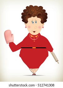 Funny Fat Baker Chef Cartoon Character on White Background