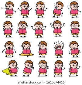 Funny Fat Boy Character Poses - Set of Concepts Vector illustrations