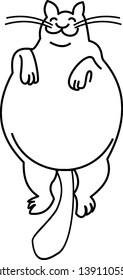 Funny fat cat drawing vector