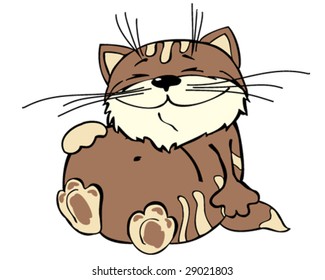 funny fat cat on white background vector illustration
