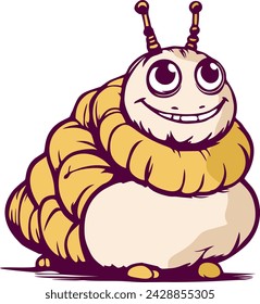 A funny fat caterpillar illustration portrays a plump and amusingly chubby caterpillar character in a light-hearted and whimsical manner.