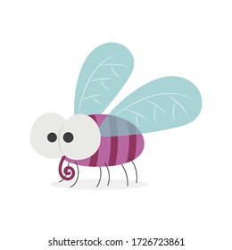 Funny Fat Fly Insect Vector Cartoon Isolated On White Background. Flying Fly Cartoon. Cute Bug Vector Cartoon. 