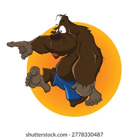 funny fat gorilla in blue shorts