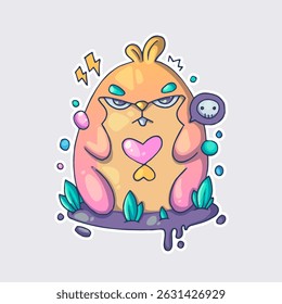 Funny fat hamster. Cartoon vector character. Trendy style. Vector illustration.