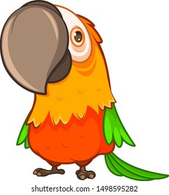 Funny fat orange parrot with a large beak