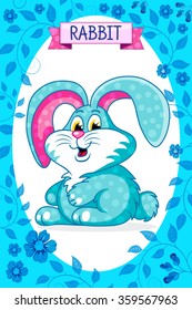 Funny fat rabbit, bunny, hare. Vector illustration