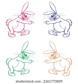 Funny Fat Rabbit Vector Illustration
