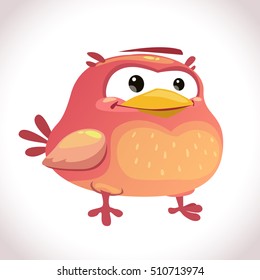 Funny fat red cartoon bird icon. Vector illustration. Isolated on white