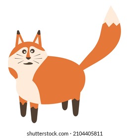 Funny fat red fox isolated on white background. Vector illustration.