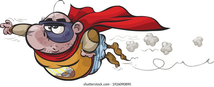  Una graciosa caricatura de superhéroes gordos. Algunos detalles se encuentran en una capa separada para una edición más sencilla.