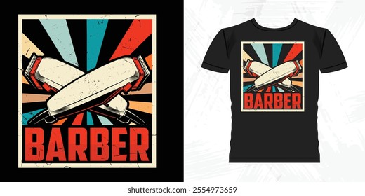 Funny Father's Day Retro Vintage Barber T-shirt Design