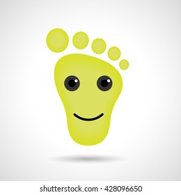 Funny feet emoticon icon. Feet emotions sign. Vector illustration