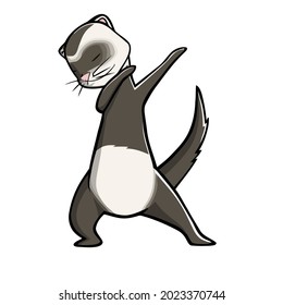 funny ferret dabbing pet dab dance wo long design vector illustration for use in design and print wall art poster canvas