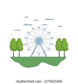 funny ferris wheel mechanical in the landscape