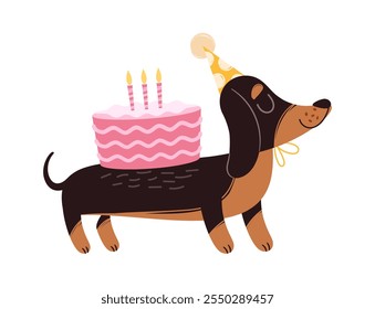 Funny festive dog birthday character