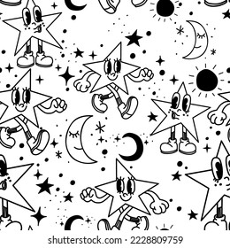 Funny festive illustrations of star patterns in a fun handmade style