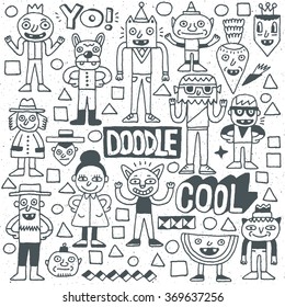 Funny Fictitious Doodle Characters Set 3. Vector Hand Drawn Illustration. 