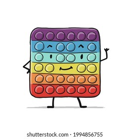 Funny fidget sensory toy jump. Character Isolated on white background. Rainbow colors.