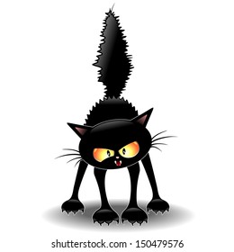 Funny Fierce Black Cat Cartoon