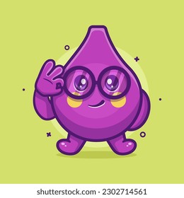 funny fig fruit character mascot with ok sign hand gesture isolated cartoon in flat style design