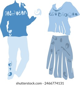 Funny figures, unique, simple. For printing on the fabric of skirts, shirts, trousers. For the logo. For drawing on tiles.
