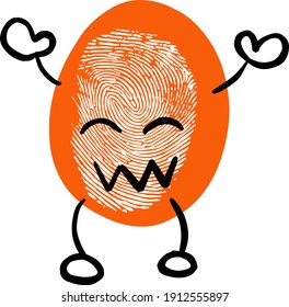 Funny Fingerprint Print Bean Cartoon Character Emoticon