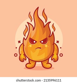 funny fire flame character mascot with angry gesture isolated cartoon in flat style design 