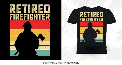Funny Firefighter Retirement Pension Retired Retro Vintage Retirement T-shirt Design
