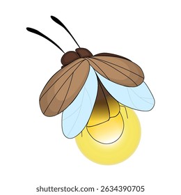 Divertida luciérnaga en un estilo de dibujos animados. Vector
