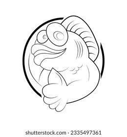 Gráfica vectorial de peces divertidos | diseño de arte de contorno de vectores de peces