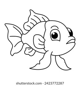 Funny fish cartoon for coloring book.