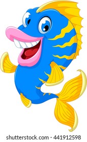 funny fish cartoon smiling