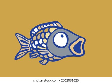 Funny fish. Cartoon vector character.