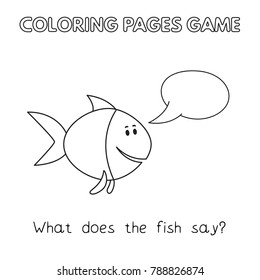 Funny fish kids learning game. Vector coloring book pages for children