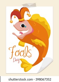 Funny fish like harlequin for April Fools' Day print in a paper and ready for pranks to his friends.