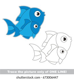 Funny Fish Mom and Baby to be traced only of one line, the tracing educational game to preschool kids with easy game level, the colorful and colorless version.