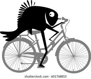 Funny fish on a bicycle