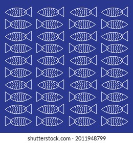 Funny fish outline pattern on dark background