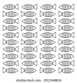 Funny fish outline pattern on white background
