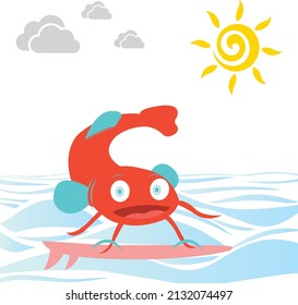 Funny Fish Playing Sports, Cute animals illustration vector. Rabbit, flamingo, bear, cat, elephant. Eps 10.
