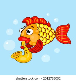 funny fish playing the trumpet